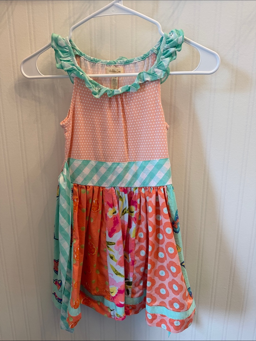 Matilda Jane Mint and Coral Patchwork Girls Dress